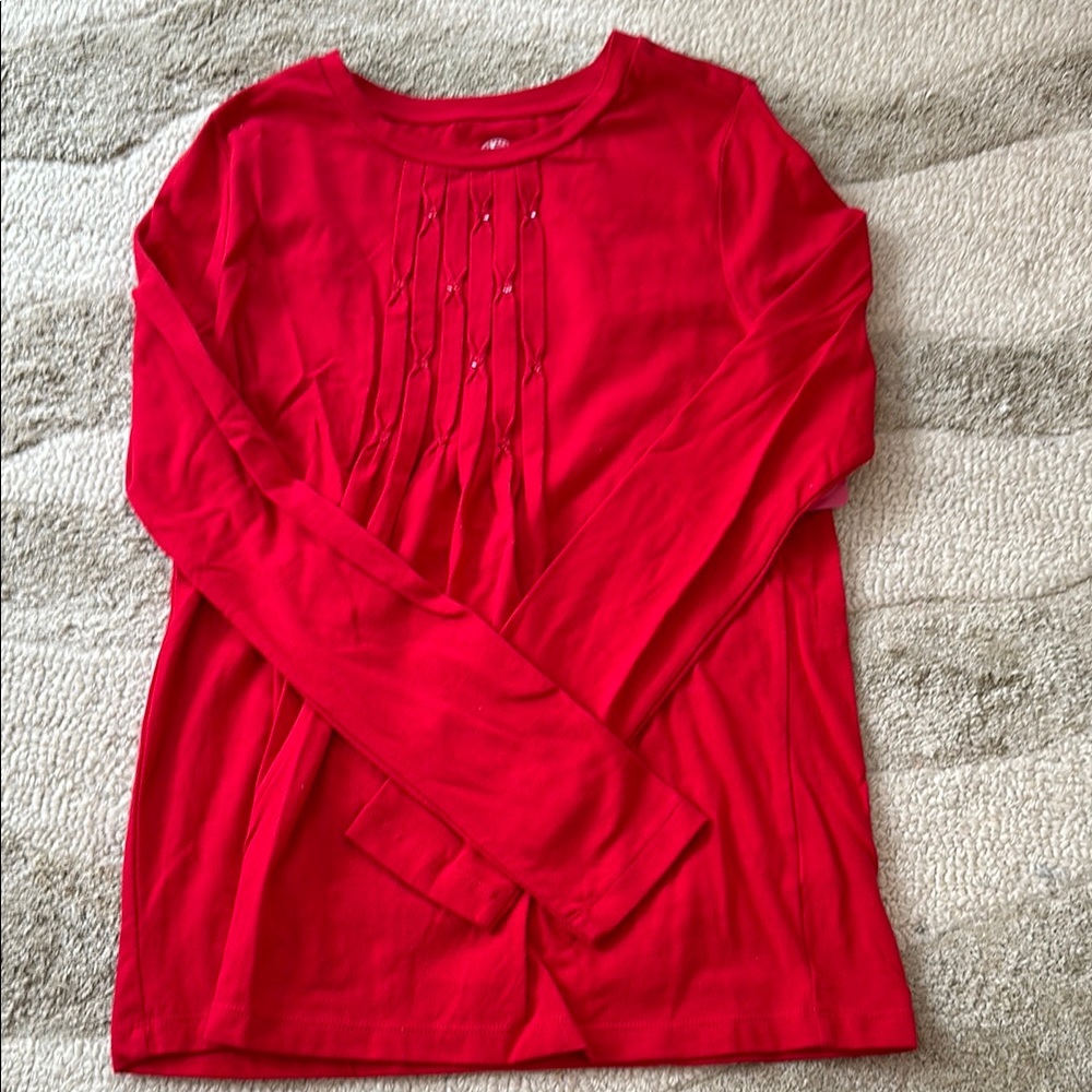 Girls’ Red Long Sleeve Top- perfect for Valentine’s Day!!